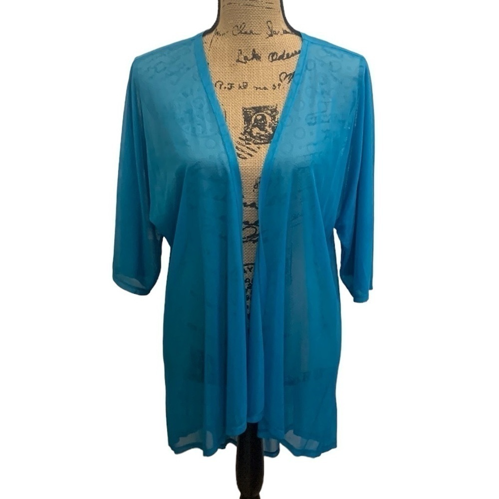 LULAROE Lindsay Sheer Turquoise Kimono‎ Cover NWOT Size S